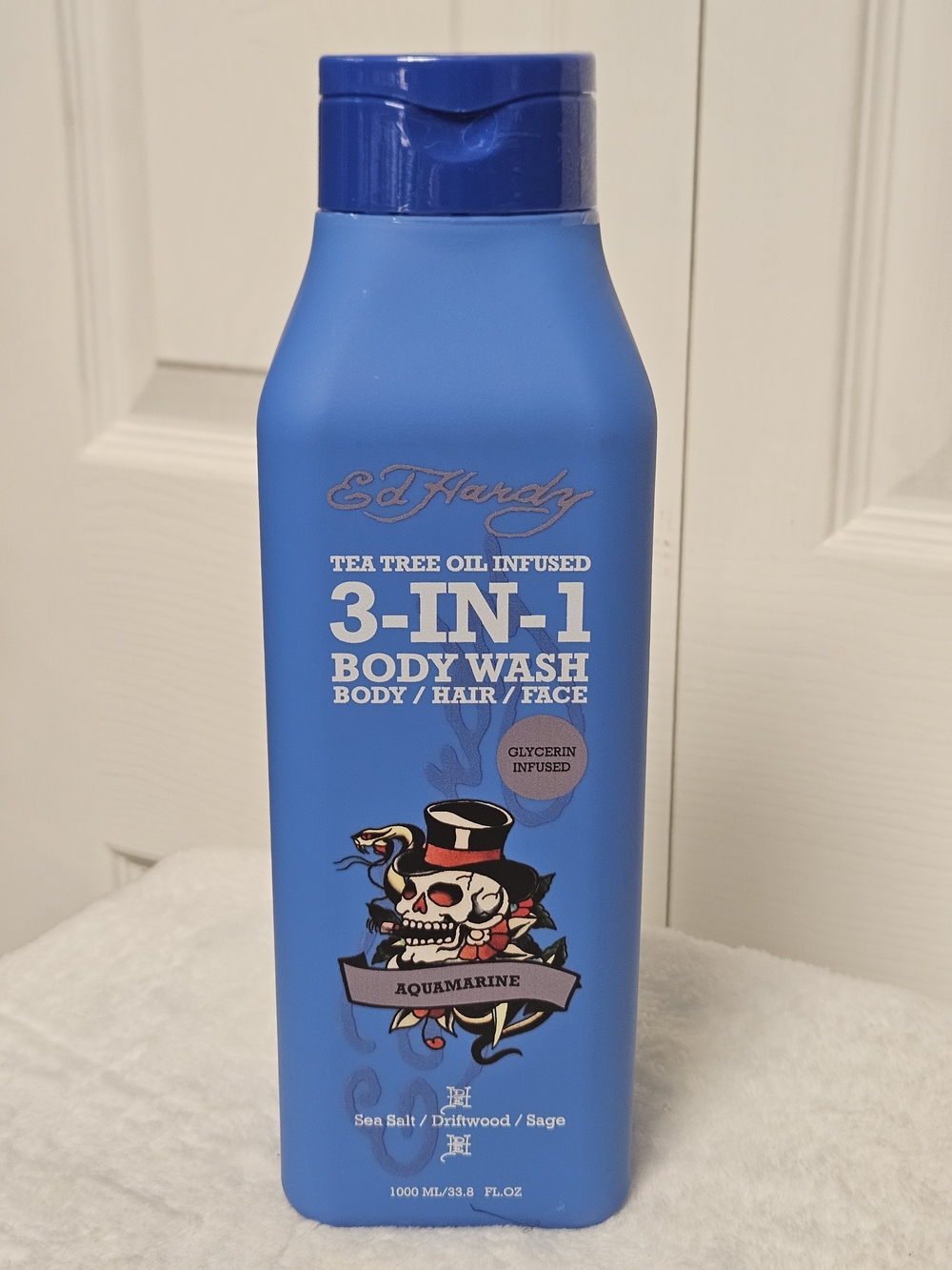 Ed Hardy Aquamarine 3-in-1 Body Wash Hair Face Tea Tree Oil 33.8 oz New